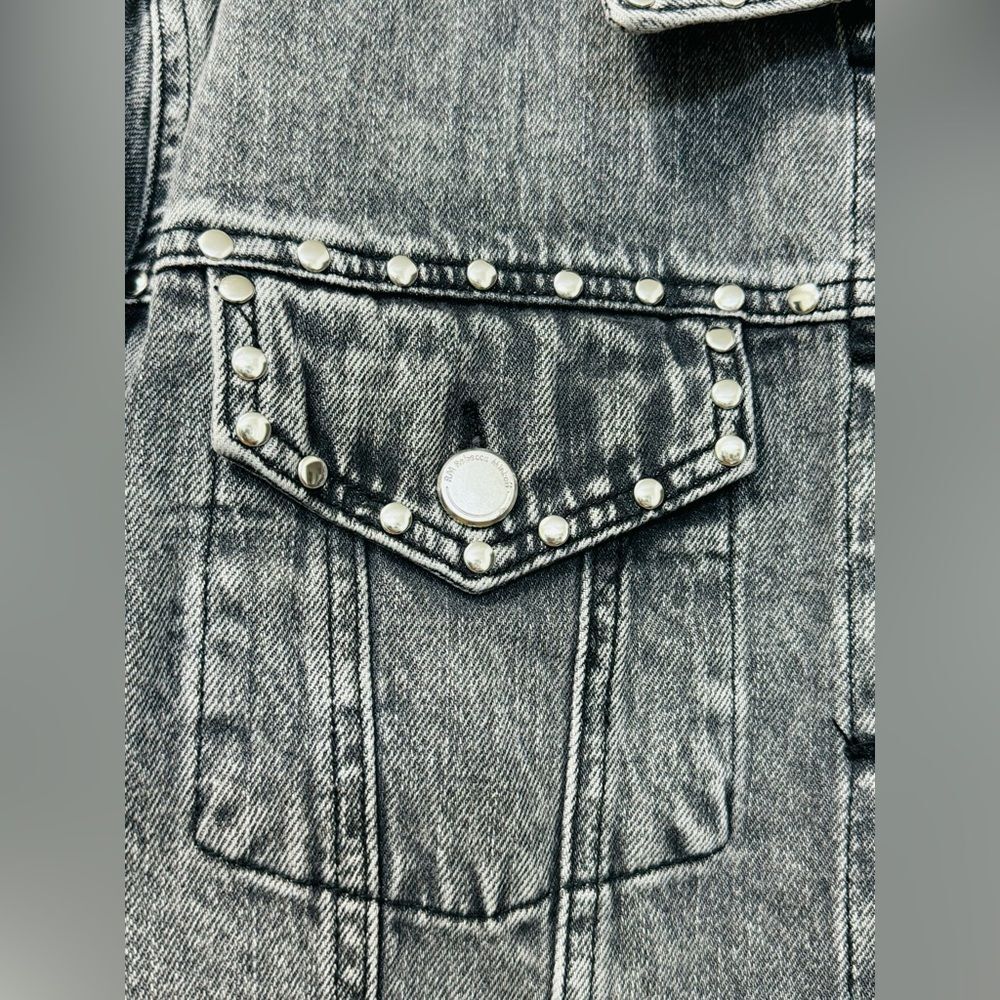 NWOT Rebecca Minkoff Studded Light Black Wash Denim Jean Jacket Women’s Sz L - Picture 4 of 16